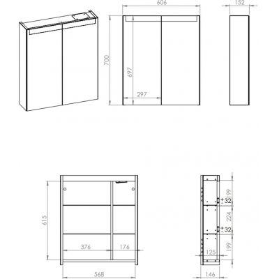 Szafka 60.6x15.2x70 cm z lustrem RE068924000010 Elita Special
