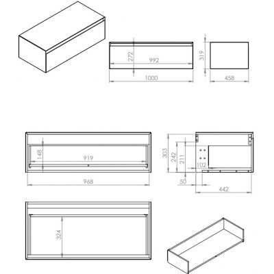 Szafka z blatem 100x45.8x31.9 cm boczna wisząca zielona RE081004057010 Elita Split Slim