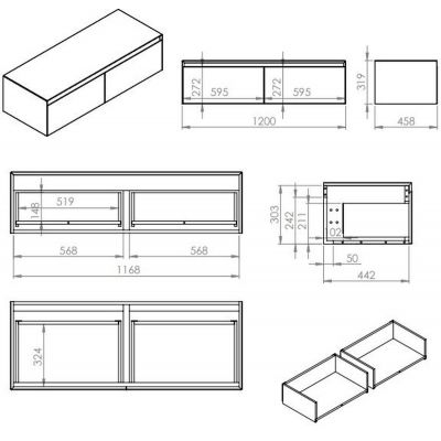 Szafka z blatem 120x45.8x31.9 cm boczna wisząca biała RE081204058060 Elita Split Slim