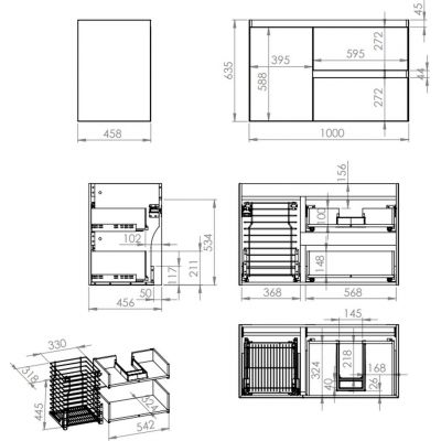 Szafka 100x45.8x63.5 cm podumywalkowa wisząca biała RE011005058060 Elita Split