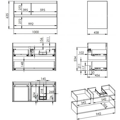 Szafka 100x45.8x63.5 cm podumywalkowa wisząca biała RE011005158060 Elita Split