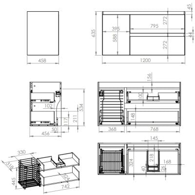 Szafka 120x45.8x63.5 cm podumywalkowa wisząca biała RE011205258060 Elita Split