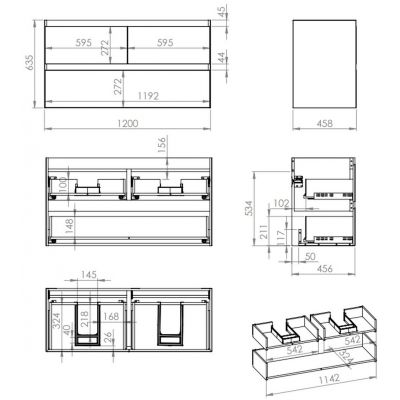Szafka 120x45.8x63.5 cm podumywalkowa wisząca niebieska RE012007157030 Elita Split