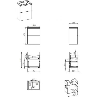 Umywalka z szafką 50.6 cm białą RE020501118060 Elita Kido