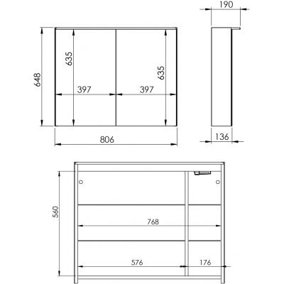 Szafka 80.6x13.6x64.8 cm boczna wisząca RE064664000010 Elita Premium