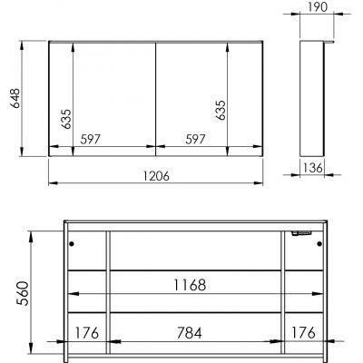 Szafka 120.6x13.6x64.8 cm boczna wisząca RE064666000010 Elita Premium