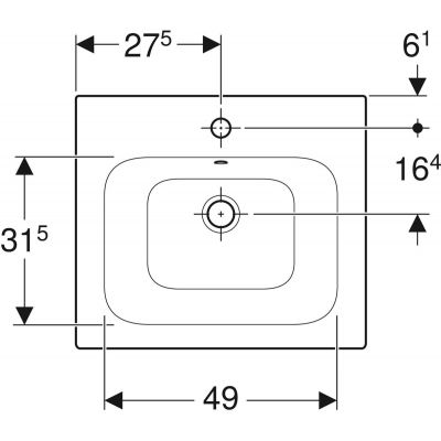 Umywalka 55x48 cm prostokątna meblowa biała 500993001 Geberit Selnova Square