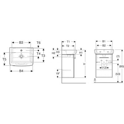 Umywalka z szafką 36 cm białą 502742001 Geberit Selnova Square