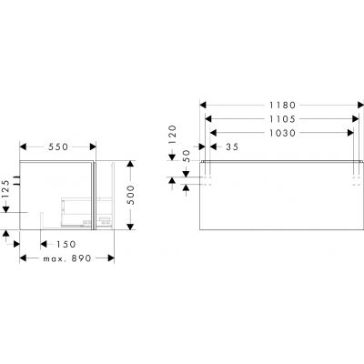 Szafka 118x55x50 cm podumywalkowa wisząca szara 54267760 Hansgrohe Xilesa E