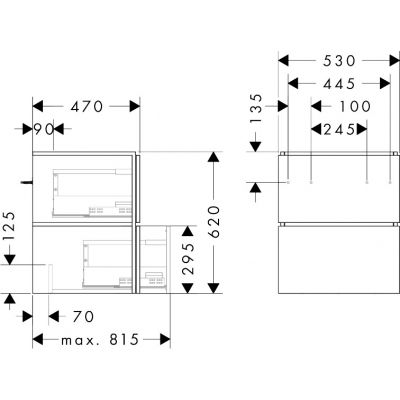Szafka 53x47x62 cm podumywalkowa wisząca szara 54292760 Hansgrohe Xilesa E