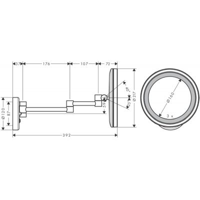 Lusterko kosmetyczne 21.7x21.7 cm okrągłe z oświetleniem chrom 73570000 Hansgrohe Logis Universal