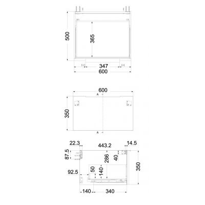 Szafka 60x50x35 cm podumywalkowa wisząca szara 50S60O2 Kludi Icos