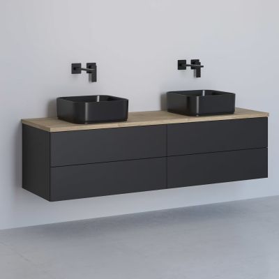 Szafka z blatem 161x48.7x44.5 cm podumywalkowa wisząca czarna-dąb KBWTKOWT1614SMGH Kronenbach Cube