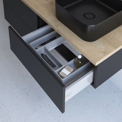 Szafka z blatem 161x48.7x44.5 cm podumywalkowa wisząca czarna-dąb KBWTKOWT1614SMGH Kronenbach Cube