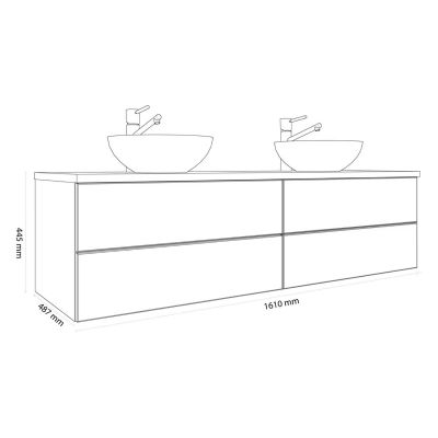Szafka z blatem 161x48.7x44.5 cm podumywalkowa wisząca czarna-dąb KBWTKOWT1614SMGH Kronenbach Cube