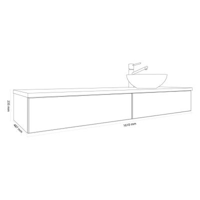 Szafka z blatem 161x48.7x23.5 cm podumywalkowa wisząca biała KBWTKOWTL1612WH Kronenbach Cube