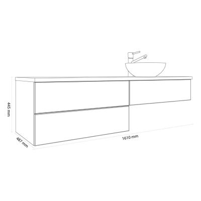 Szafka z blatem 161x48.7x44.5 cm podumywalkowa wisząca dąb KBWTKOWTL1613GH Kronenbach Cube