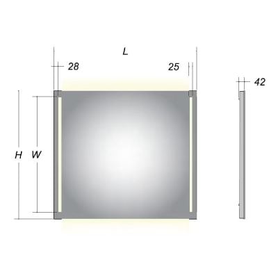 Lustro 100x80 cm prostokątne z oświetleniem srebrny US108082KBSNLEDN Kronenbach Sun