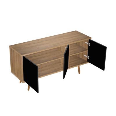 Szafka 140x45x49.7 cm podumywalkowa wisząca czarna-dąb 60205360 Oltens Hedvig