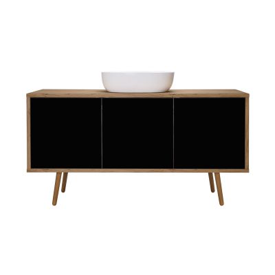 Szafka 140x45x49.7 cm podumywalkowa wisząca czarna-dąb 60205360 Oltens Hedvig