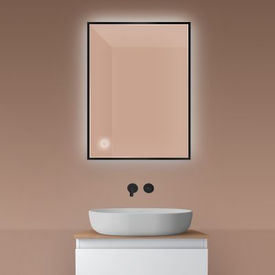 Lustro 60x80 cm prostokątne z oświetleniem z matą grzewczą czarny 64115300 Oltens Nordlis