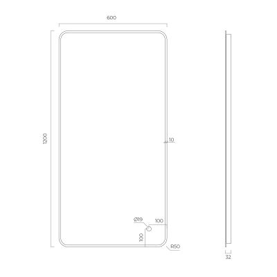 Lustro 60x120 cm prostokątne z oświetleniem z matą grzewczą 64121610 Oltens Nordlis