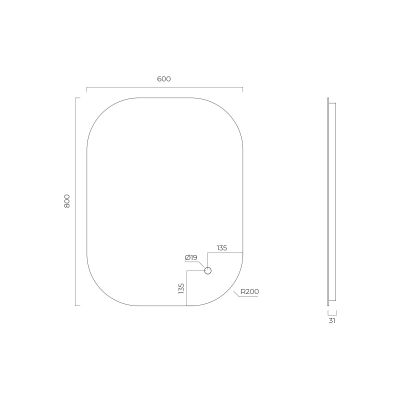Lustro 60x80 cm prostokątne z oświetleniem z matą grzewczą 64126000 Oltens Nordlis