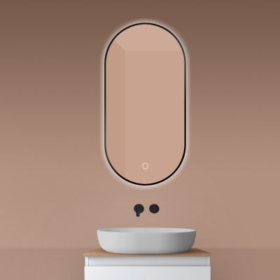 Lustro 50x100 cm owalne z oświetleniem z matą grzewczą czarny 64129300 Oltens Nordlis