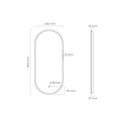Lustro 40x90 cm owalne z oświetleniem z matą grzewczą 64103000 Oltens Nordlis