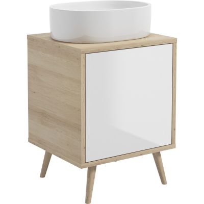 Szafka 50x45x49.7 cm podumywalkowa wisząca biała-dąb 60202060 Oltens Hedvig