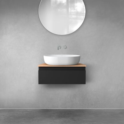 Szafka 60x45.6x23.6 cm podumywalkowa wisząca czarna 60009300 Oltens Vernal