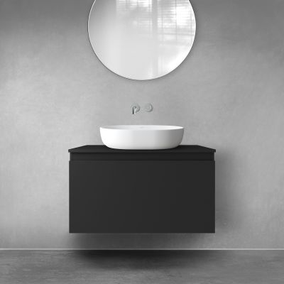 Szafka 80x45.6x47 cm podumywalkowa wisząca czarna 60014300 Oltens Vernal