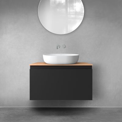 Szafka 80x45.6x47 cm podumywalkowa wisząca czarna 60014300 Oltens Vernal