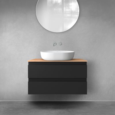 Szafka 80x45.6x47 cm podumywalkowa wisząca czarna 60001300 Oltens Vernal