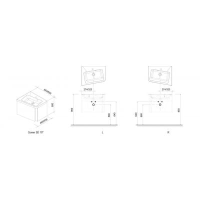 Szafka wisząca podumywalkowa 65x53.5 cm X000000750 Ravak 10°