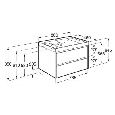 Umywalka z szafką A851691509 Roca Ona
