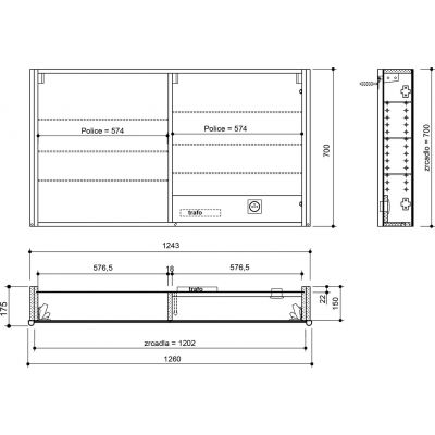 Szafka 126x17.5 cm AX1260013 Sapho Alix