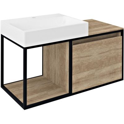 Szafka 100x46.5x49.5 cm podumywalkowa wisząca czarna CG0042222 Sapho Skara