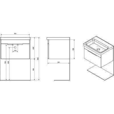 Szafka 46.5x38.5x39 cm podumywalkowa wisząca biała EL0503030 Sapho Ella