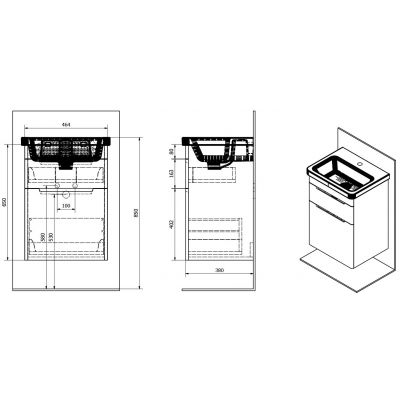 Szafka 46.5x38.5x65 cm podumywalkowa wisząca biała EL0523030 Sapho Ella