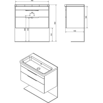 Szafka 76.5x43x50 cm podumywalkowa wisząca biała EL0803030 Sapho Ella