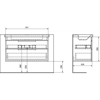 Szafka 95.7x42.8x55 cm podumywalkowa wisząca biała EL1003030 Sapho Ella