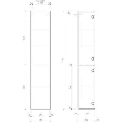Szafka 35x32x172 cm boczna wisząca biała ESC2303030 Sapho Espace