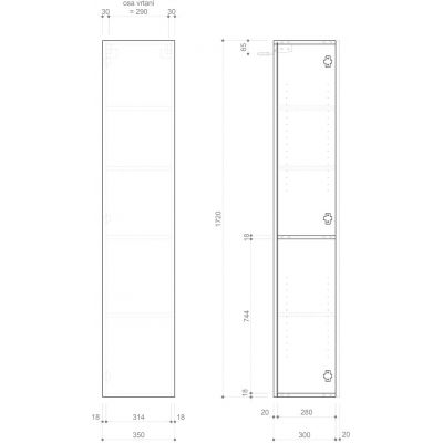 Szafka 35x32x172 cm boczna wisząca biała ESC3303030 Sapho Espace