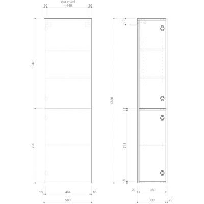 Szafka 50x32x172 cm boczna wisząca dab ESC4501919 Sapho Espace
