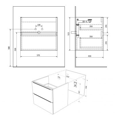 Szafka 57x43x51.5 cm podumywalkowa wisząca dąb FID1260D Sapho Filena