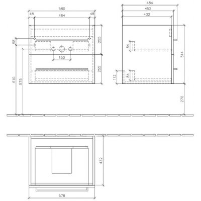 Szafka 57.8x45.2x51.4 cm podumywalkowa wisząca szary A88900VH Villeroy & Boch Avento