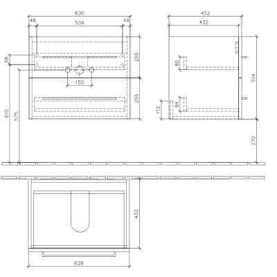 Szafka 63x45.2x51.4 cm podumywalkowa wisząca grafitowa A89000VR Villeroy & Boch Avento