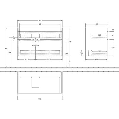 Szafka 95.3x47.7x59 cm podumywalkowa wisząca biały A92701DH Villeroy & Boch Venticello