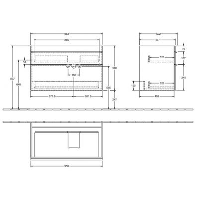 Szafka wisząca podumywalkowa 95.3x50.2 cm A92801DH Villeroy & Boch Venticello